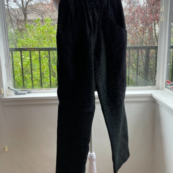 vintage black suede leopard print elastic waist pants xs - Picture 2 of 6